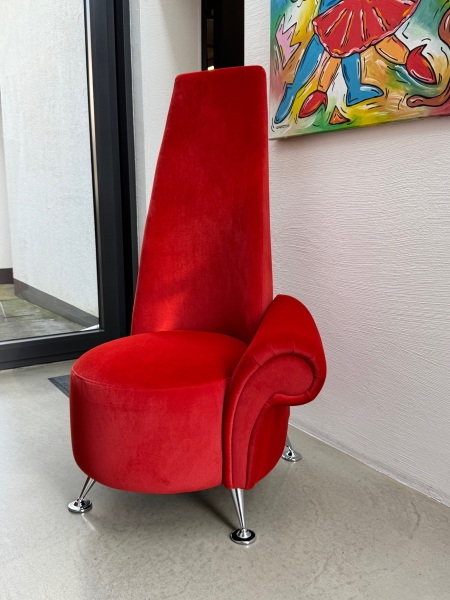 Highback chair red velvet